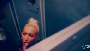 4K- Real PUBLIC Elevator BLOWJOB by a HOT BLONDE - RUSSIAN ghettos apartments - ADELLA JAY