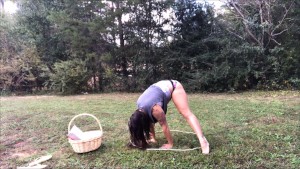 Outdoor yoga in panties