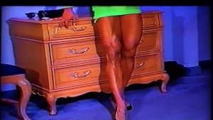Extreme Muscular Calves Show in Green Dress and Heels by LDR (Calf Queen)