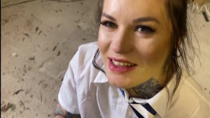 Slutty school girl fucked hard in ass by janitor
