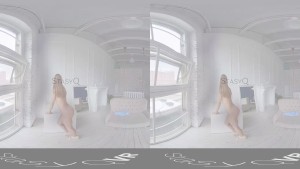 StasyQVR - 180 VR Porn Video - Red Hair, Blue Dress with LunyQ