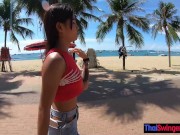 Amateur Thai teen with her 2 week boyfriend out and about before the sex