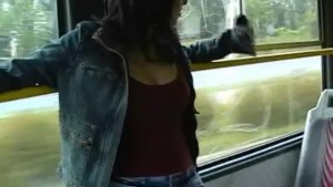 Flashing my tits and pussy on the tram