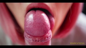 Slowly blowjob & tongue play, licking frenulum, close up pov, short version
