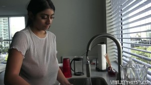 Violet Myers Sexy Dishwashing Voyeur Time